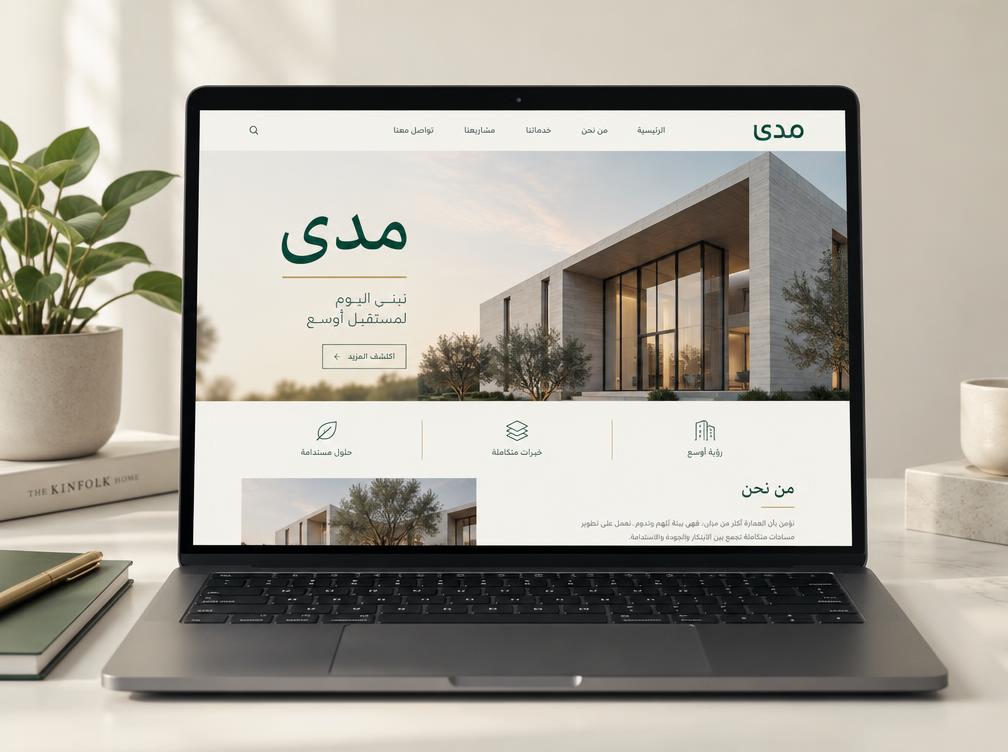 تصوّر لموقع شركة مدى التعريفي على لابتوب